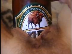 Beer bottle in cunt tube porn video