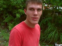 Fascinating gay stud giving a sensual handjob before getting pounded hardcore outdoor tube porn video