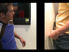 Salacious homo gets his asshole drilled through a gloryhole tube porn video