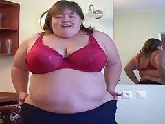 Young BBW strip teases tube porn video