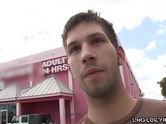 A salacious gay enjoys sucking a gloryhole wang in reality clip tube porn video