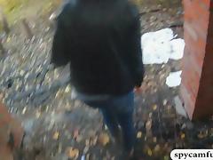 Dumb slut let a guy banged and nutted on her in public park tube porn video