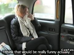 Tattoooed Brit giving rimjob and fucking in fake taxi tube porn video