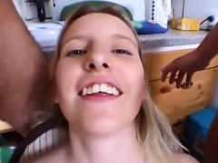 Dumb young german blonde 3some with DP tube porn video