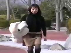 Asian woman in public tube porn video