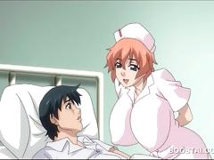 Busty hentai nurse sucks and rides cock in anime video tube porn video
