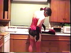 Little Miss Christi BDSM in ponytail and red lingerie tube porn video