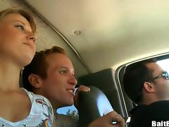 Insatiable redhead homo sucks a wang in a car in reality tape tube porn video
