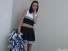 Reality solo clip with brunette cheerleader Sophie tube porn video
