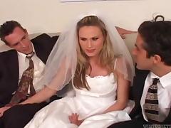 Beautiful bride cuckolds her loser husband on their wedding day tube porn video