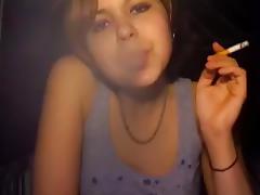 Cute emo immature smokes a fag on webcam tube porn video