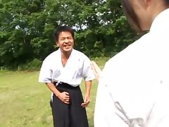 A samurai fingers then fucks a Japanese girl's hairy snatch tube porn video