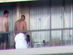 Spy clip scene of meaty brawny man fucking sexually excited angel on a balcony tube porn video