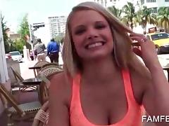 Blonde showing tits and undies upskirt in public tube porn video