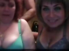 Russian three-some party - two matures and 1 guy tube porn video