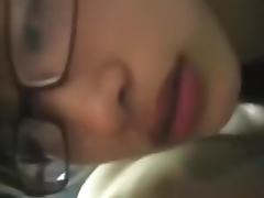 A cute Asian nerdy girlfriend is too nice at sex on web camera tube porn video