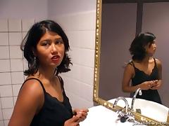 Amateur Asian slut gives a guy a nasty handjob in POV tube porn video