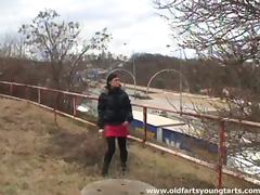 Outdoor sex with an old man on a frigid winter day tube porn video