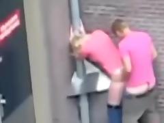 Pink shirt fellow drilled his honey in the wazoo right on the street tube porn video