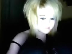 Cute golden-haired emo gal flashes her wonderful boobies for me tube porn video