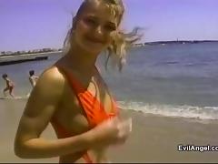 From the beach to an amazing erotic bed sex until blonde takes cum tube porn video