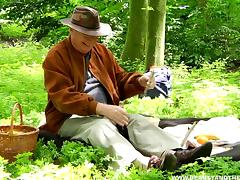 Sweet nymph in the woods lets this horny grandpa fuck her tube porn video