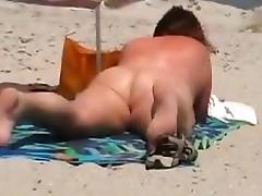 Fat Grandma Gets A Tan At The Beach tube porn video