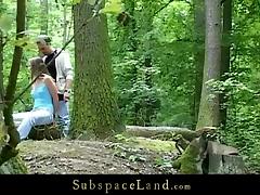 In the forest he ties her to a fallen tree and fucks her tube porn video