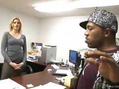 Office girl Darryl Hanah enjoys banging by big black cock in interracial sex tube porn video