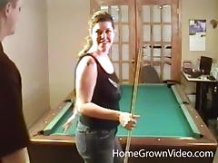 She loses a pool game and has to give up that pussy tube porn video