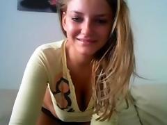 Busty blonde on webcam tube porn video