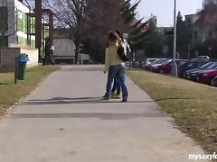 Amateur girls walk home from school, kiss and lick pussy tube porn video