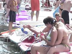 Bikini clad pornstar shows off her sexy ass at a wild bikini party at the lake tube porn video