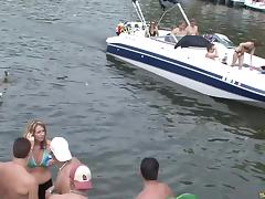 Party time on the lake has lots of topless amateur cuties tube porn video