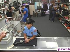 Huge boobs security officer pounded at the pawnshop tube porn video