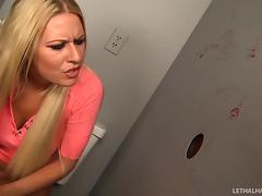 Blonde slut can't resist sucking a cock when she sees one tube porn video
