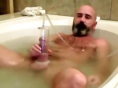 Curly Dad Pumps and Cums in the Washroom tube porn video