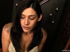 Tattooed brunette confesses to a glory hole boner hardcore tube porn video
