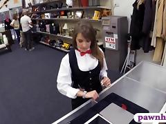 Card dealer pawns her twat and gets screwed in the backroom tube porn video