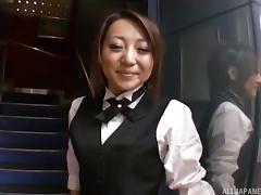 Sexy bartender fucks a customer and takes his nut on her ass tube porn video