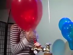 Girls to pump inflate balloons pop to blow tube porn video