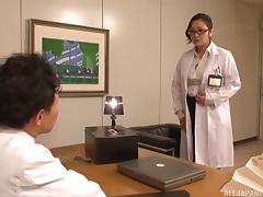In the office a Japanese doctor fucked by two of her assistants tube porn video
