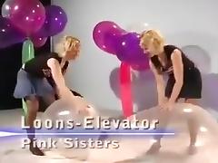 Loons Elevator  - Twins Riding to Pop Big Clear Balloons tube porn video