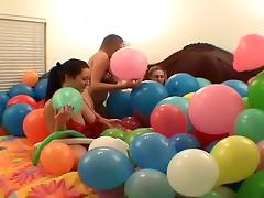 Three lesbains having sex with ballons tube porn video