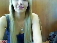 Blonde immature slut teases on a webcam tube porn video