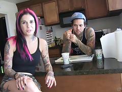 Crazy slut with a face tattoo loves to suck and ride dick tube porn video