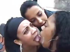 Porn clip with three Brazil lesbians kissing tube porn video