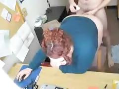 big beautiful woman redhead drilled on the desk tube porn video