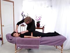 A shy girl seduced to have sex on the massage table tube porn video