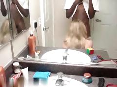 Interracial amateur blowjob  bathroom action tube porn video